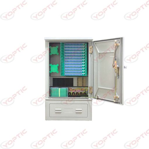 YFDC-144B Fiber Distribution Cabinet, also known as ODC Cabinet, Fiber Optic Distribution Cabinet, has a variety of functions including leading optical cables, fixing and protecting, splicing and protecting fiber optic, storing and managing pigtails, parking lot, routing management, straight splicing or Splitting of fiber optic cables. It is widely used to handle fiber optic cross connections and to accommodate passive optical splitters in PON FTTX networks, but can also be used for cross splicing applications or combinations of both.  